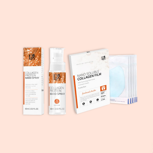Kit colágeno facial nano con spray y film reafirmante para efecto lifting y rejuvenecimiento de la piel