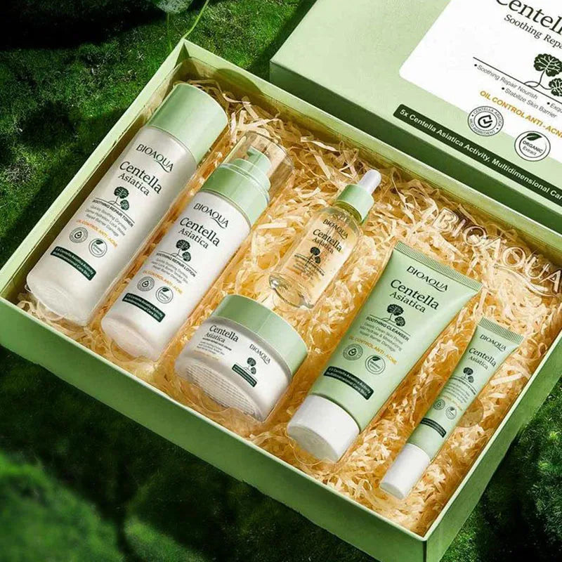 Set facial con Centella Asiática para cuidado de la piel sensible, hidratación y tratamiento anti imperfecciones
