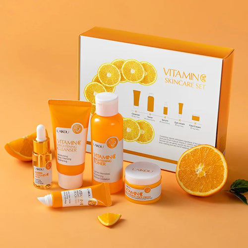 Set facial con vitamina C para iluminar la piel y mejorar su textura con rutina completa de skincare
